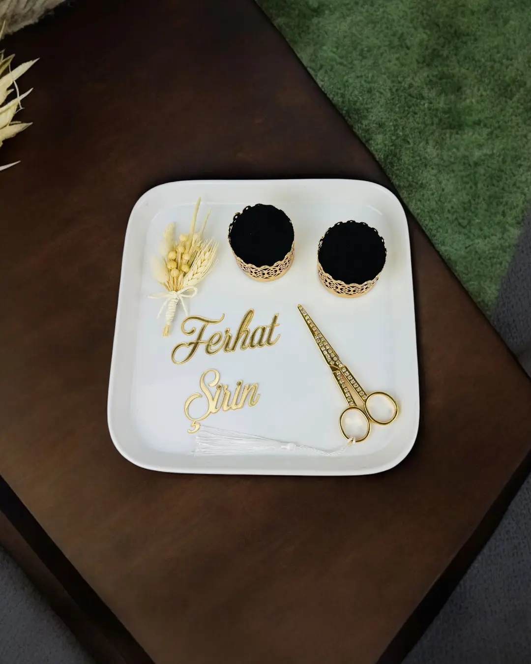 Timeless Love Söz Nişan Tepsisi ve Porselen Kahve Damat Tepsisi - Görsel 2