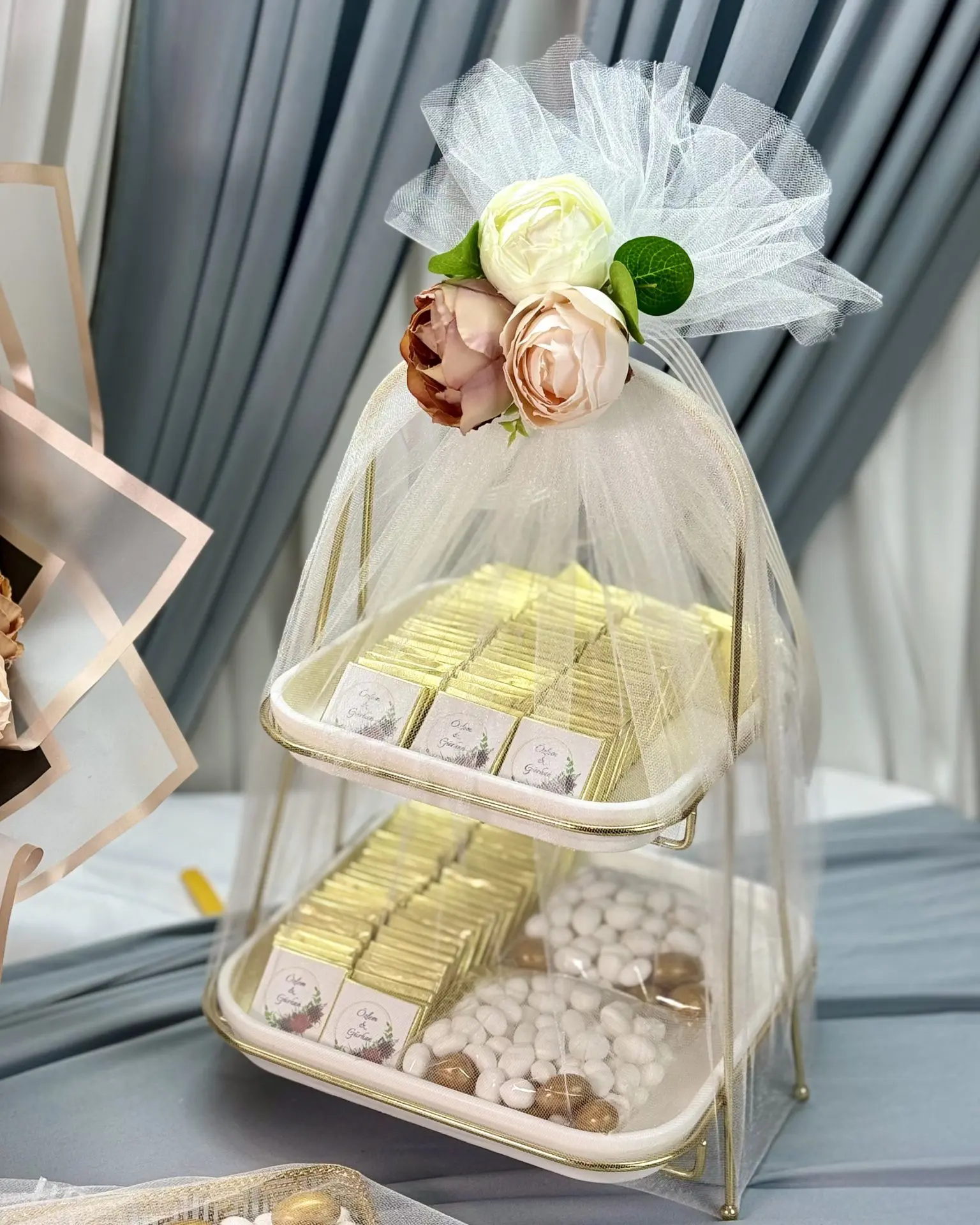 41 Karışık Şakayık İsteme Çiçeği Buketi & Kişiye Özel 150 Adet Söz Nişan Kız Isteme Çikolatası - Görsel 3