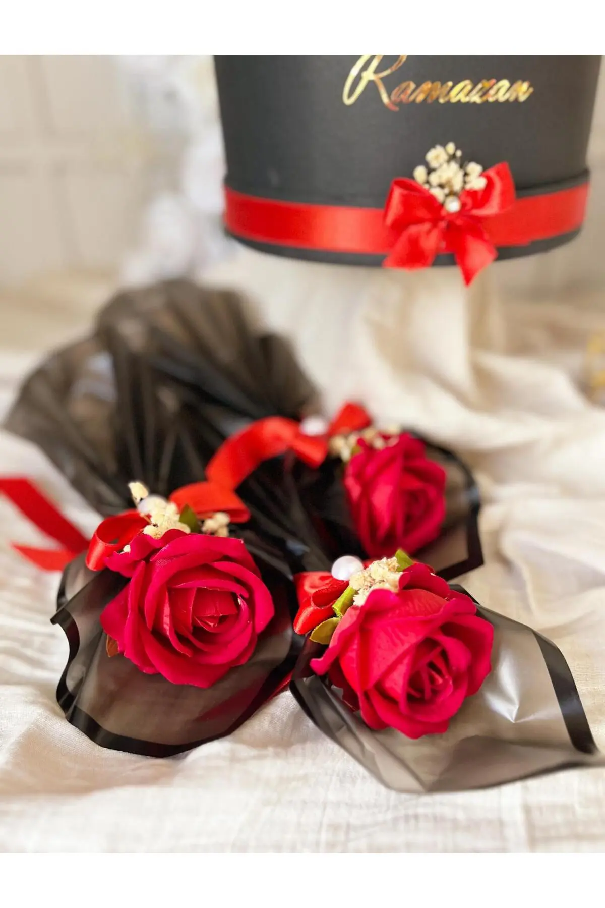 Nişan Seti 20li Kız İsteme Gülü 60lı İsimli Çikolatalık Alyans Kurdelesi ve Hediye 3 Gül - Görsel 8