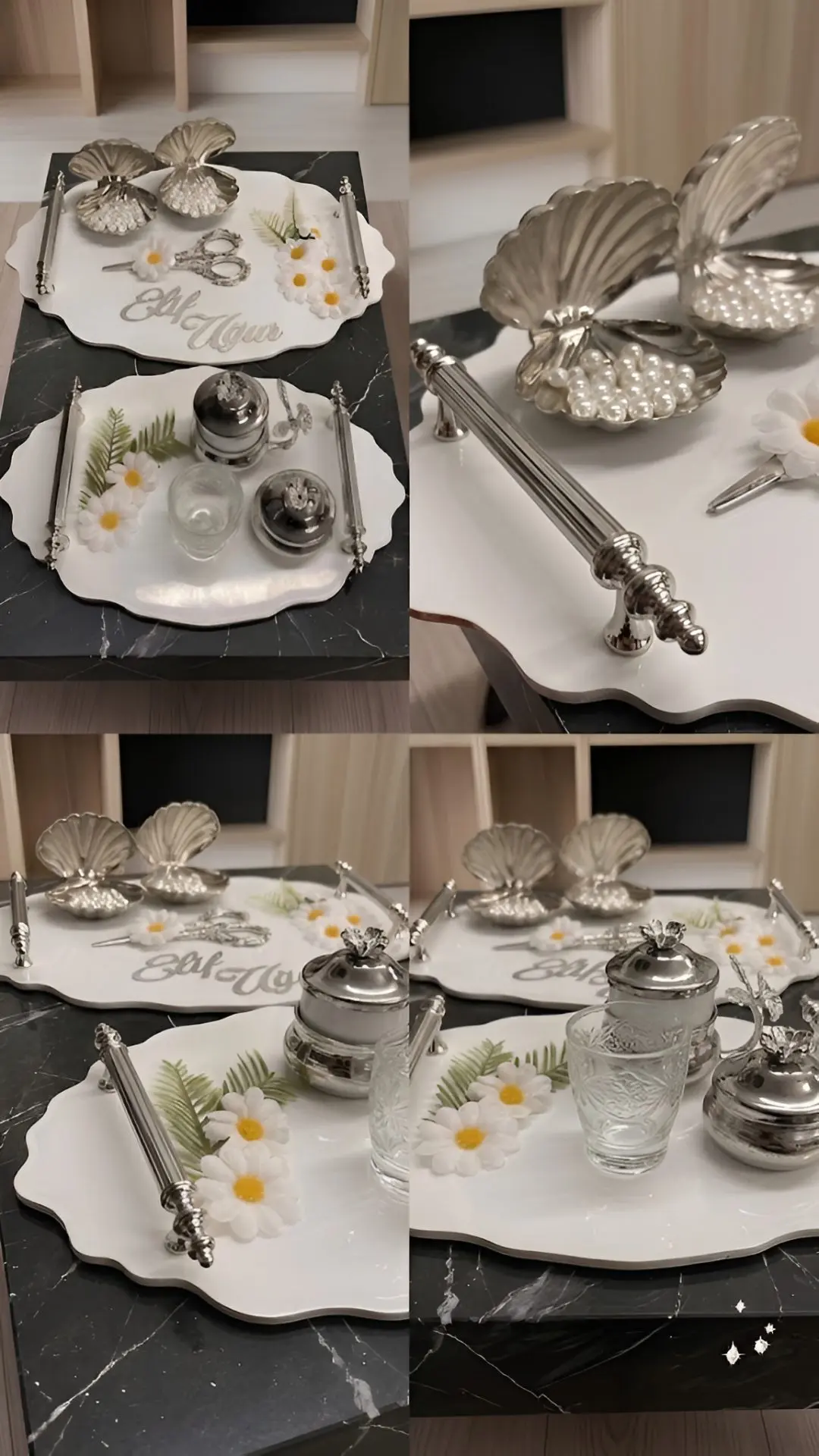 Oval Söz Nişan Tepsisi Kız İsteme Tepsisi Damat Kahve Tepsisi - Görsel 2